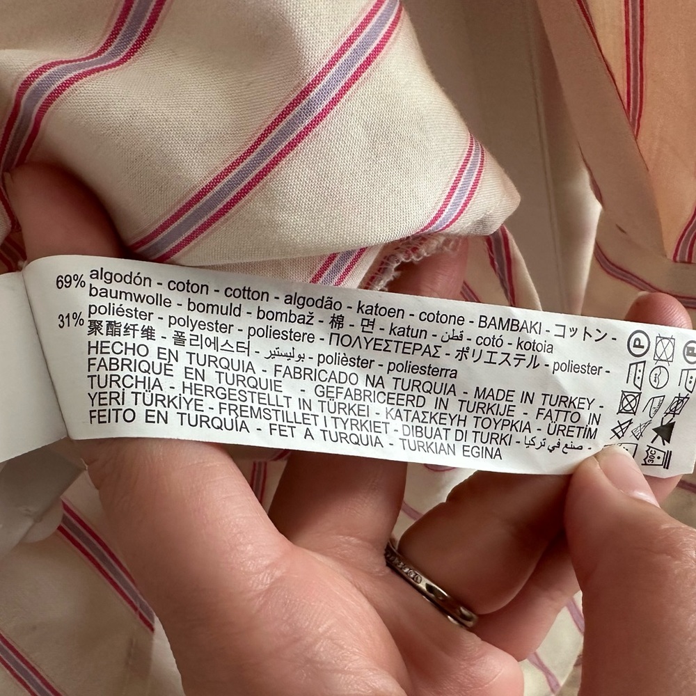 Zara Cream and Pink Striped Button-Down Shirt - Picture 4 of 5